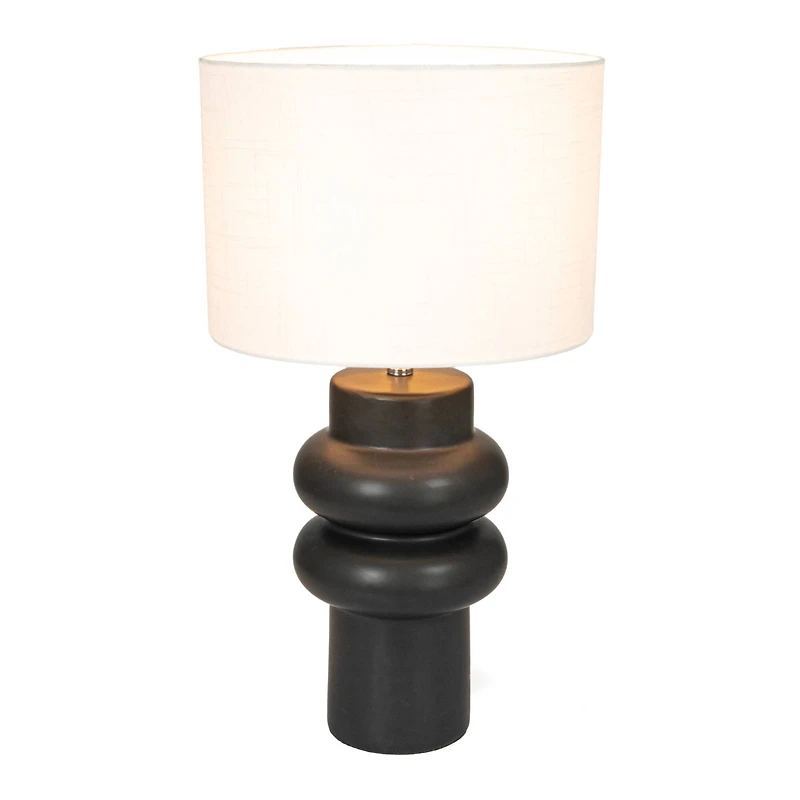 Hello Honey® 20" Black Stoneware Table Lamp with Linen Shade