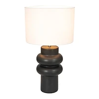 Hello Honey® 20" Black Stoneware Table Lamp with Linen Shade