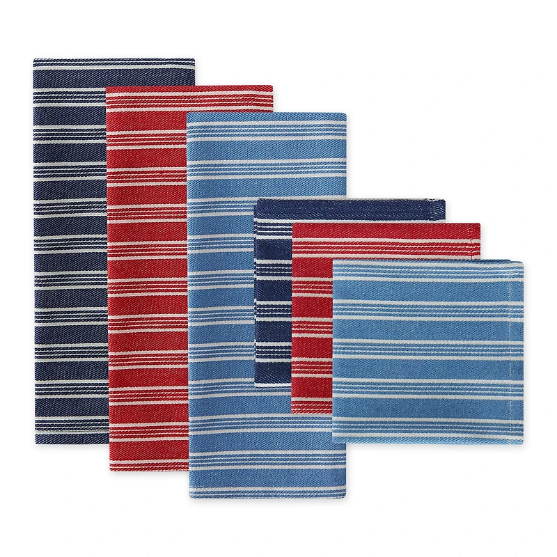 Starboard Stripe Heavyweight Dishtowel & Dishcloth (Set of 6)