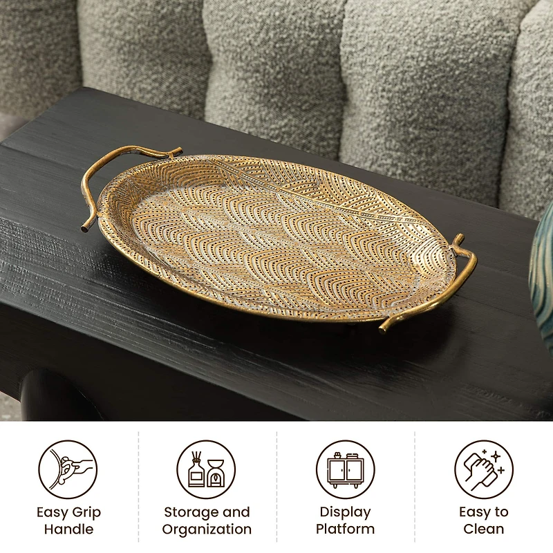 Glitzhome® Gold Oval Metal Decorative Trays Set