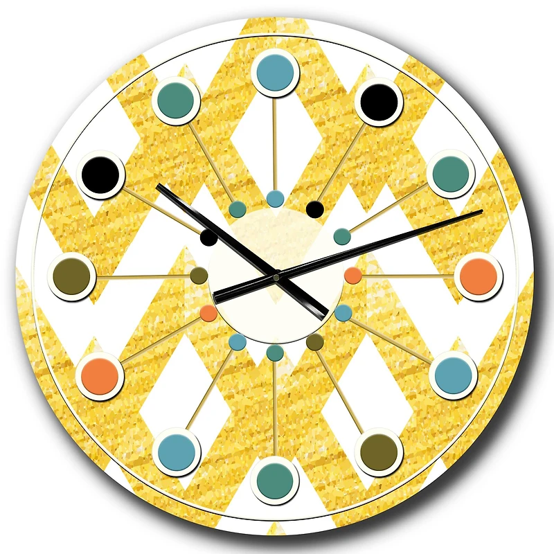 Designart 'Gold Glittering Lines Pattern Mid-Century Modern Wall Clock