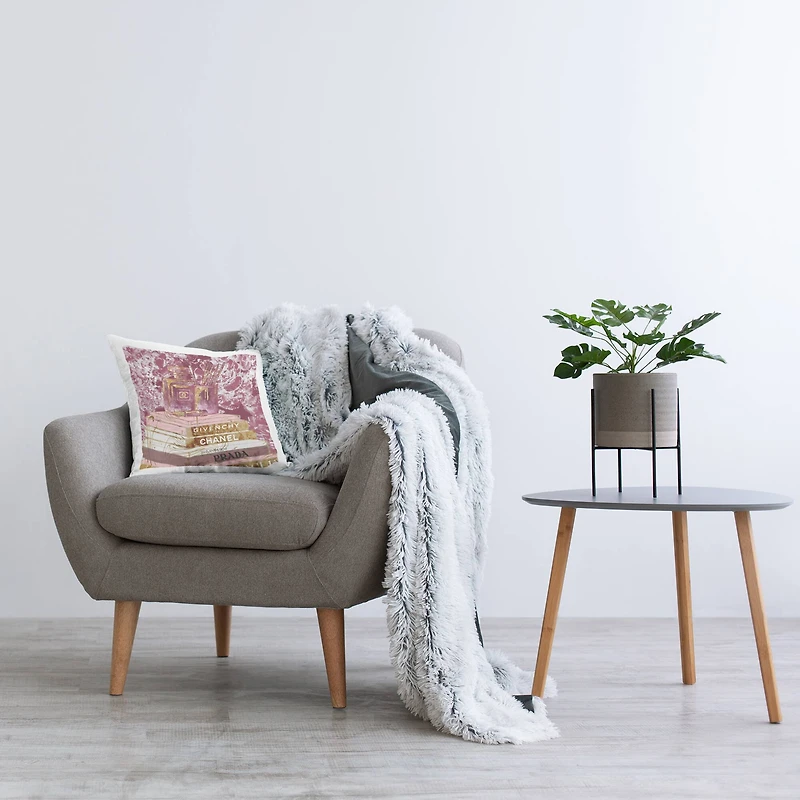 Stupell Industries Glam Designer Books Fashion Accessory Glitz Pink Gold Throw Pillow 18" x 18"