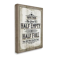 Stupell Industries Half Empty Beer Sign Bar Room Word Design Canvas Wall Art