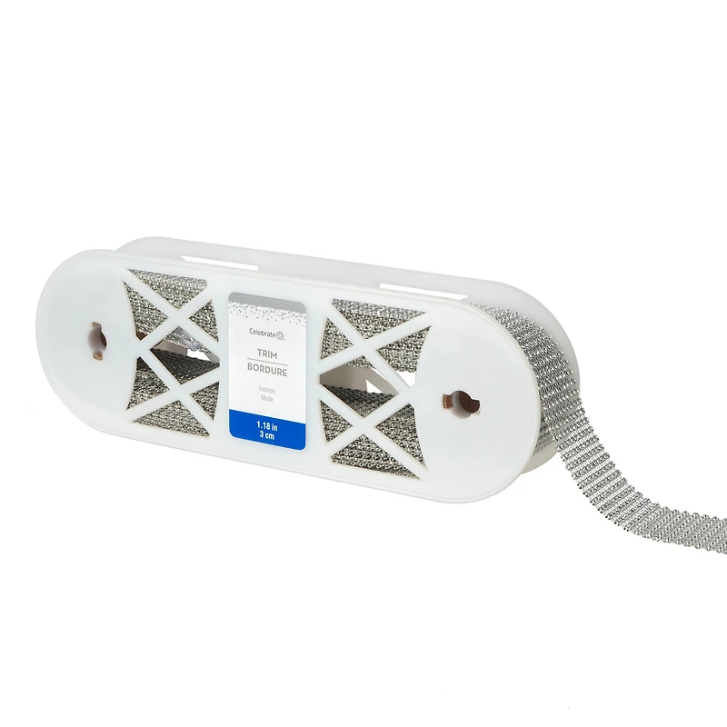 1.18" Silver Round Diamond Mesh Trim by Celebrate It® Fashion Mode