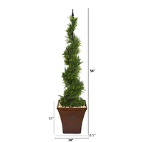 4.5ft. Cypress Spiral Tree in Brown Planter