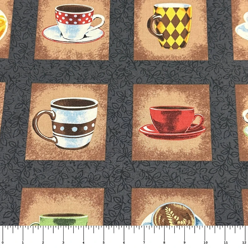 Feldman Brown Coffee Mugs Cotton Fabric