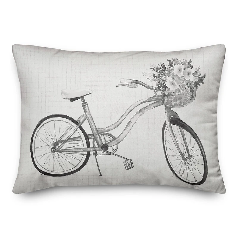 Floral Gray Bike 14" x 20" Throw Pillow