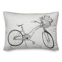 Floral Gray Bike 14" x 20" Throw Pillow