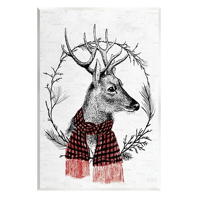 Stupell Industries Deer Winter Botanical Wreath Wall Plaque Art