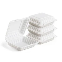 9" White Single-Compartment Clamshell Take Out Containers, 150ct.