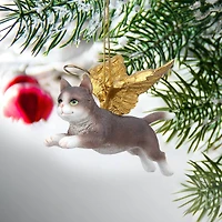 Design Toscano Honor the Feline Gray Tabby Cat Angel Ornament