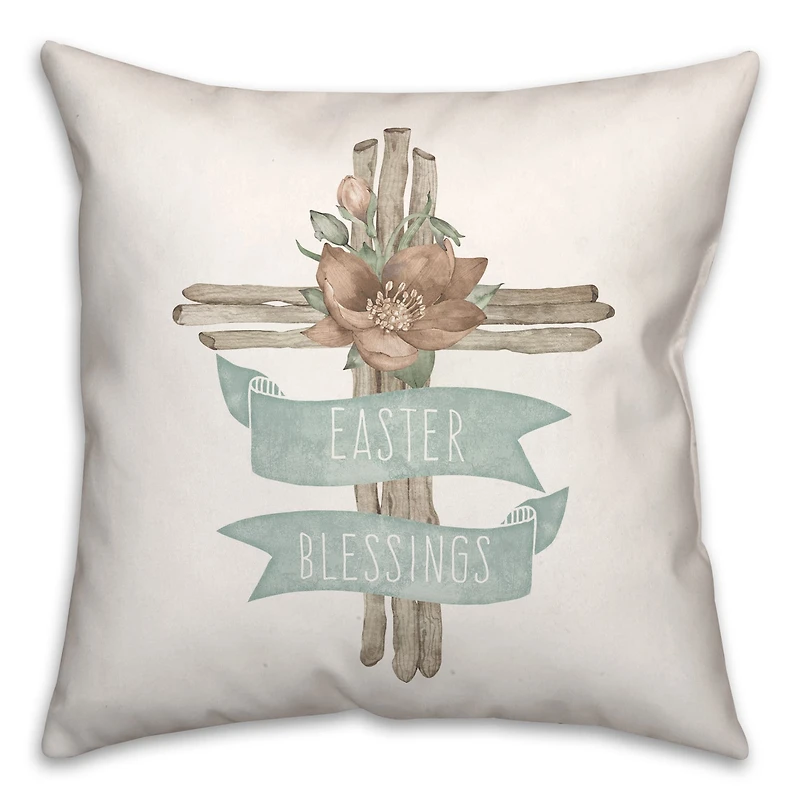 Branch Cross With Flower Pillow 2 18" x 18" Throw Pillow