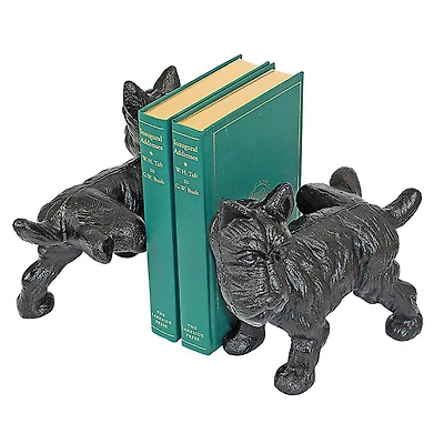Design Toscano 6" Naughty Peeing Scotty Dog Cast Iron Sculptural Bookends, 2ct.