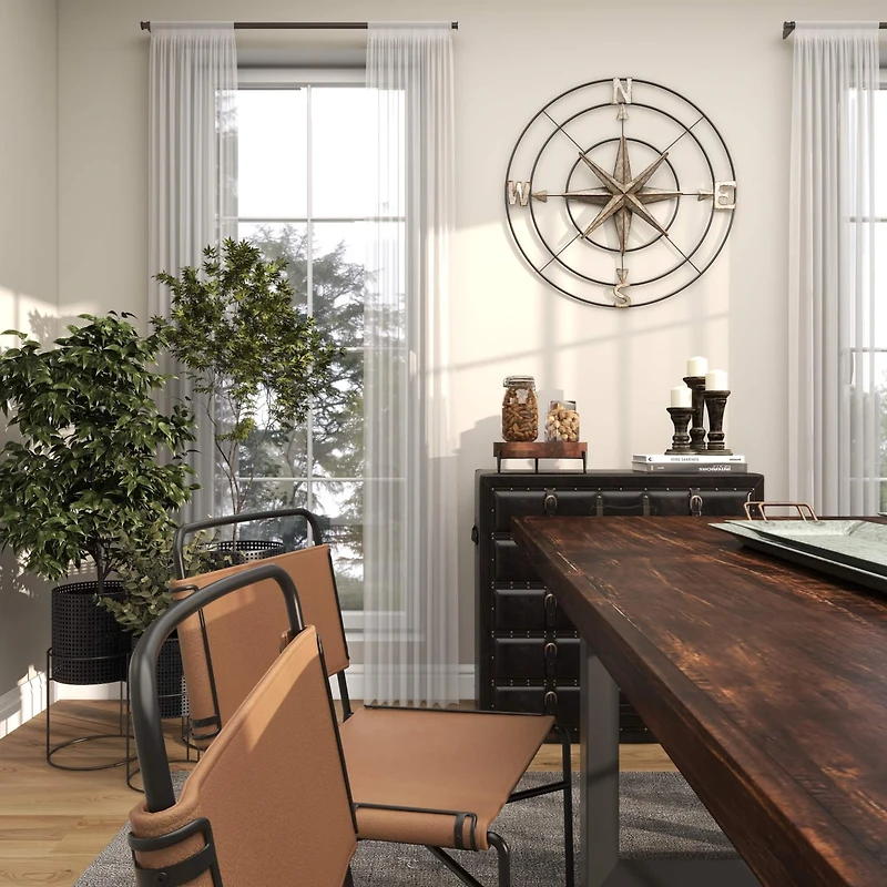 12" Brown Wood Tray with Black Metal Legs