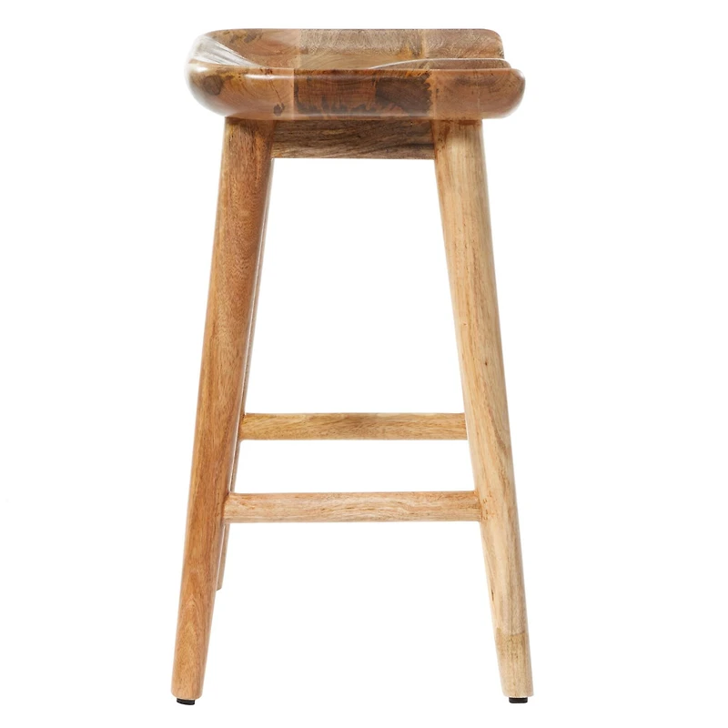 Brown Wood Contemporary Stool, 24" x 17" x 14"