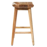 Brown Wood Contemporary Stool, 24" x 17" x 14"
