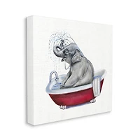 Stupell Industries Elephant in Red Bathtub Playful Safari Animal Canvas Wall Art