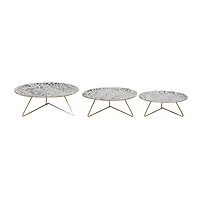 Set of 3 White Metal Farmhouse Cake Stand, 11", 12", 14"