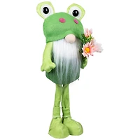 14.5" Standing Spring Gnome with Glittered Frog Hat