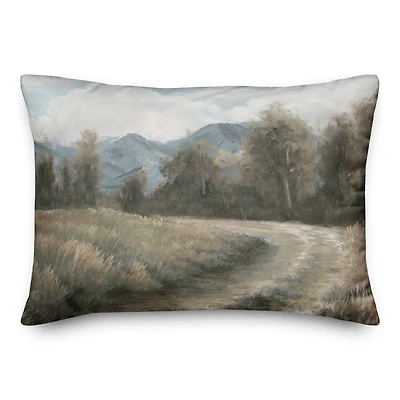 20" x 14" Treeline Mountains Country Road Indoor/Outdoor Pillow