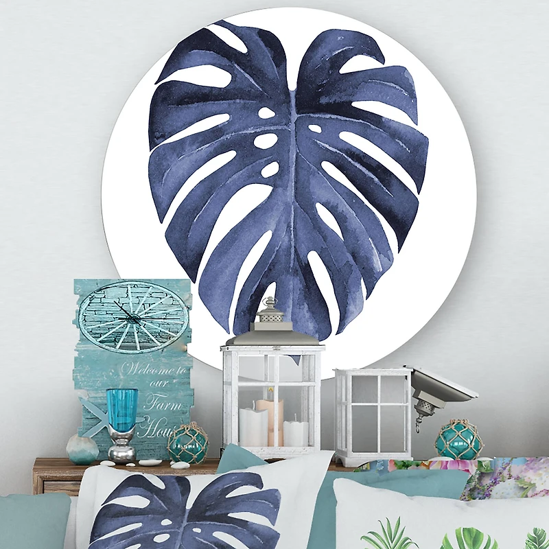 Designart - Tropical Blue Watercolour Leaves III