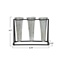 Hello Honey® Bloomingville 9" Test Tube Vases in Black Metal Stand