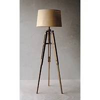 Hello Honey® 5ft. Mid-Century Modern Wood Floor Lamp with Burlap Drum Shade