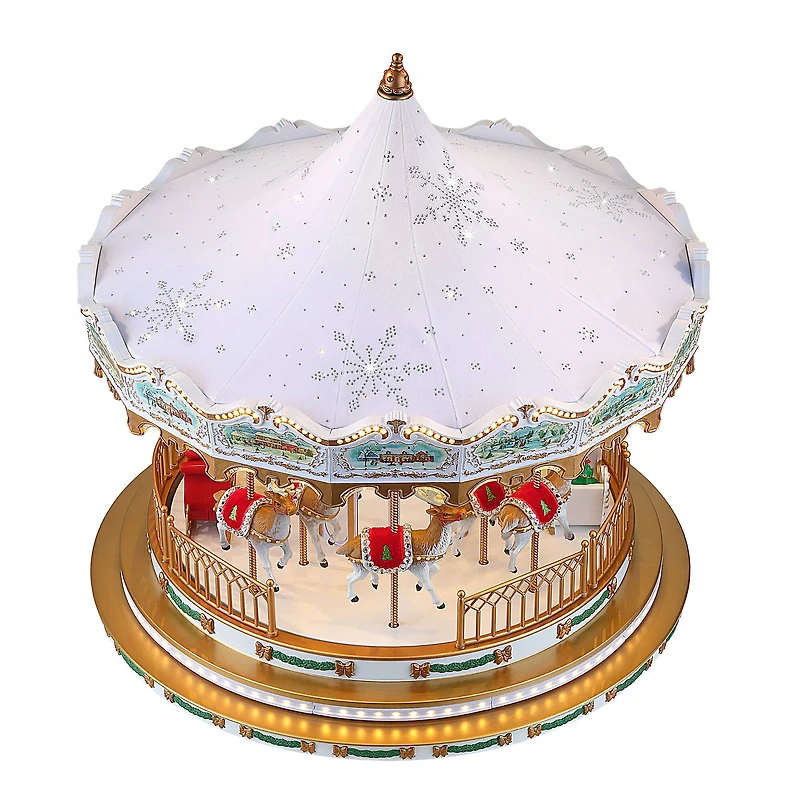 Mr. Christmas 17" White Animated Deluxe Crystal Carousel