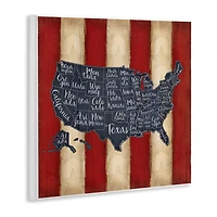 Stupell Industries United States Map on Stripes Wall Plaque Art