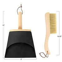 Hello Honey® Metal Dust Pan with Beech Wood Handle & Brush Set