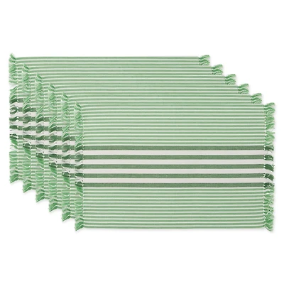 DII® Grass Green Stripes With Fringe Placemats, 6ct.