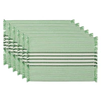 DII® Grass Green Stripes With Fringe Placemats, 6ct.