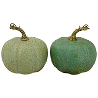 5" Green Fall Harvest Tabletop Pumpkins Set