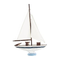 21" White Distressed Sail Boat Sculpture