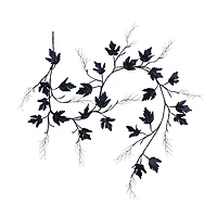 6.5ft. Pre-Lit Artificial Halloween Black Maple Garland with 48 Orange & Purple LED Lights