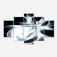 Designart - White Symmetrical Fractal Flower - Contemporary Art on Canvas