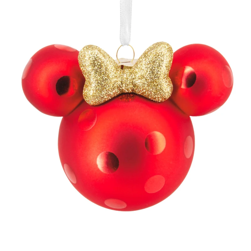 Disney® 4.25" Minnie Mouse Ears Icon Glass Christmas Ornament