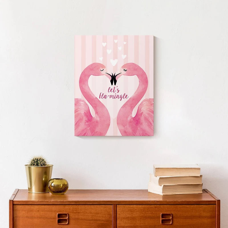 Flamingo Mistletoe Valentine's Canvas Wall Art