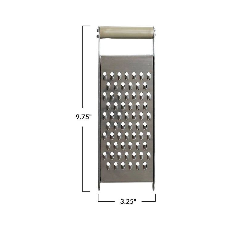 Hello Honey® 9.75" Stainless Steel Grater with Taupe Enameled Mango Wood Handle