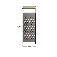 Hello Honey® 9.75" Stainless Steel Grater with Taupe Enameled Mango Wood Handle