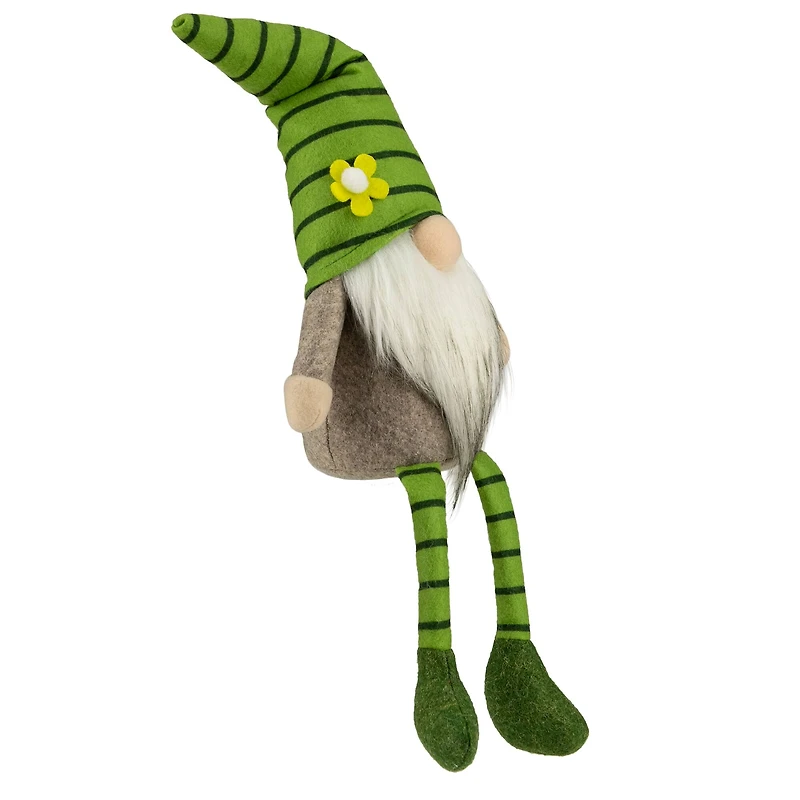 16" Green Striped Gnome with Dangling Legs
