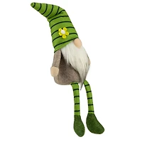 16" Green Striped Gnome with Dangling Legs