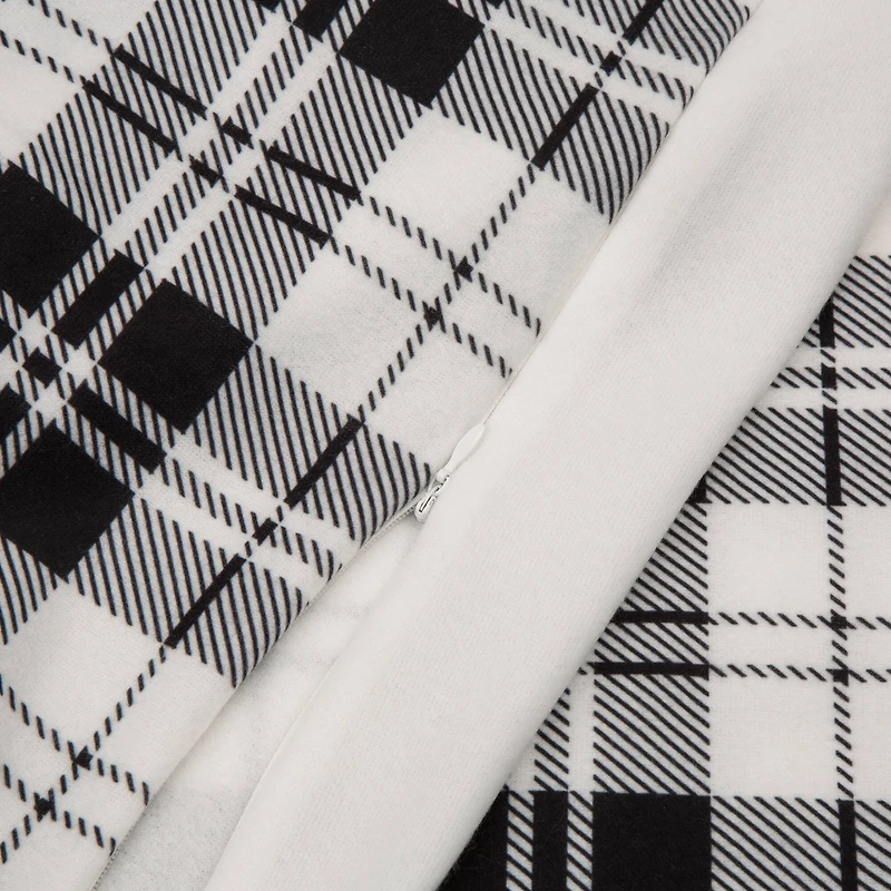 Glitzhome® Polar Fleece Black & White Plaid Reversible Duvet Cover