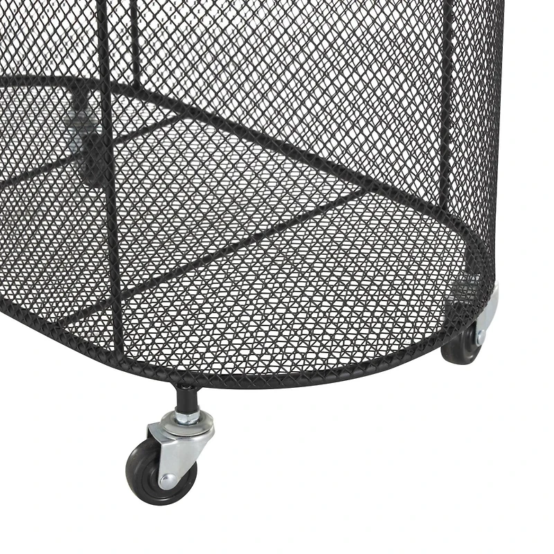 21" Metal Oval Mesh Wire Rolling Laundry Storage Cart with Ring Handles