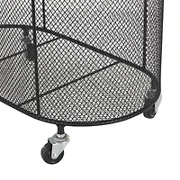 21" Metal Oval Mesh Wire Rolling Laundry Storage Cart with Ring Handles