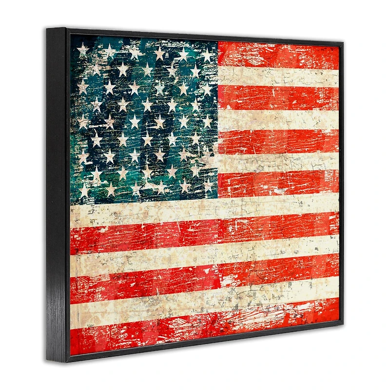 Stupell Industries Rustic American Flag Framed Giclee Art
