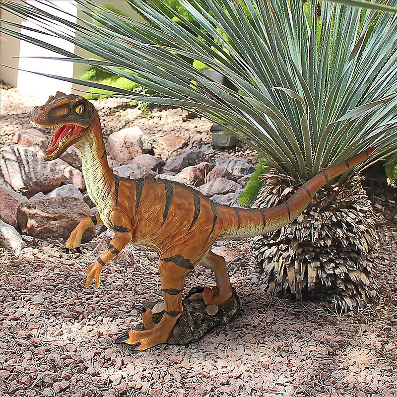 Design Toscano 15.5" Tall Velociraptor Scaled Dinosaur Statue