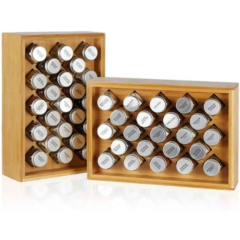 NEX™ Oumilen Free-Standing Bamboo Spice Organizer with 23 Glass Jars
