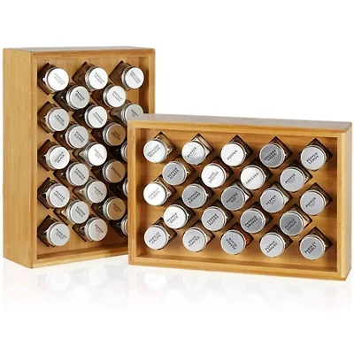 NEX™ Oumilen Free-Standing Bamboo Spice Organizer with 23 Glass Jars