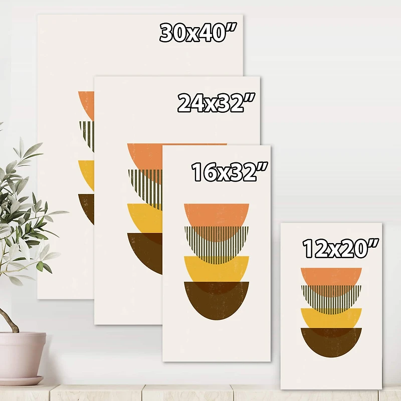 Designart - Abstract Geometric Half Moons In Earth Tones